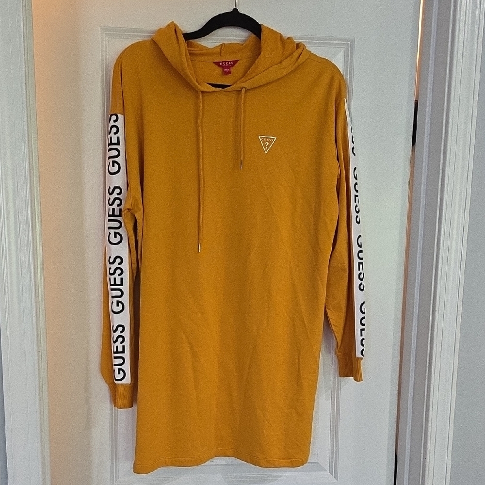 GUESS Men's Yellow Hoodie Sweater